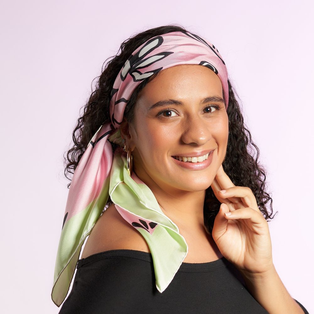 Scarves - Large silk square 90 x 90 cm - Les Beaux Jours - GOTS French silk - OURSE BLANCHE