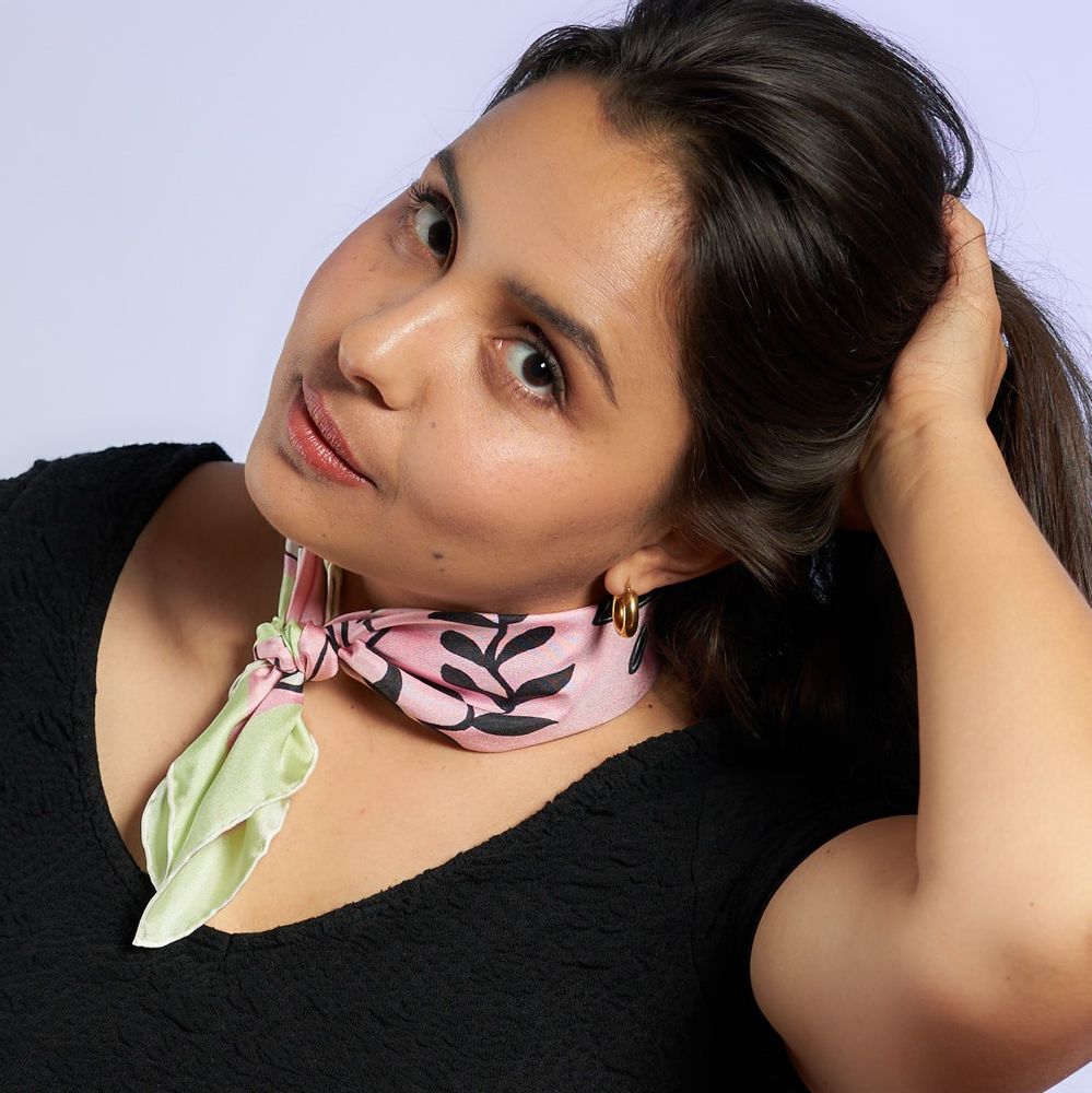 Scarves - Small silk square 45 x 45 cm - Les Beaux Jours - GOTS French silk - OURSE BLANCHE