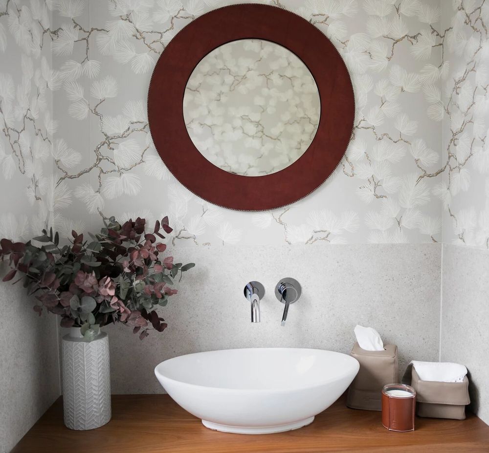 Miroirs - Grand miroir rond en cuir - SOL & LUNA