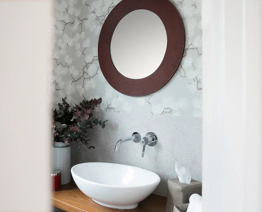 Miroirs - Grand miroir rond en cuir - SOL & LUNA