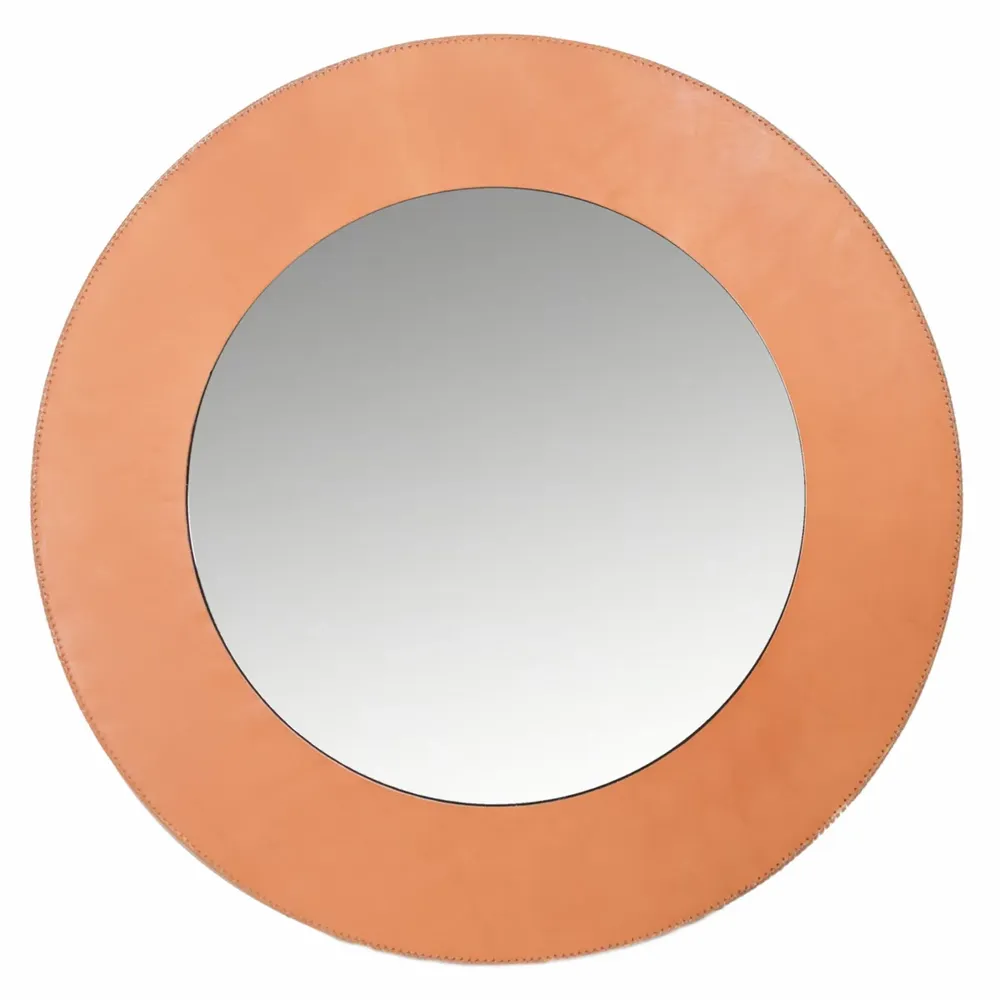 Miroirs - Grand miroir rond en cuir - SOL & LUNA