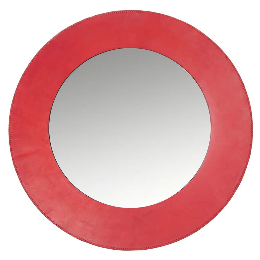 Miroirs - Grand miroir rond en cuir - SOL & LUNA