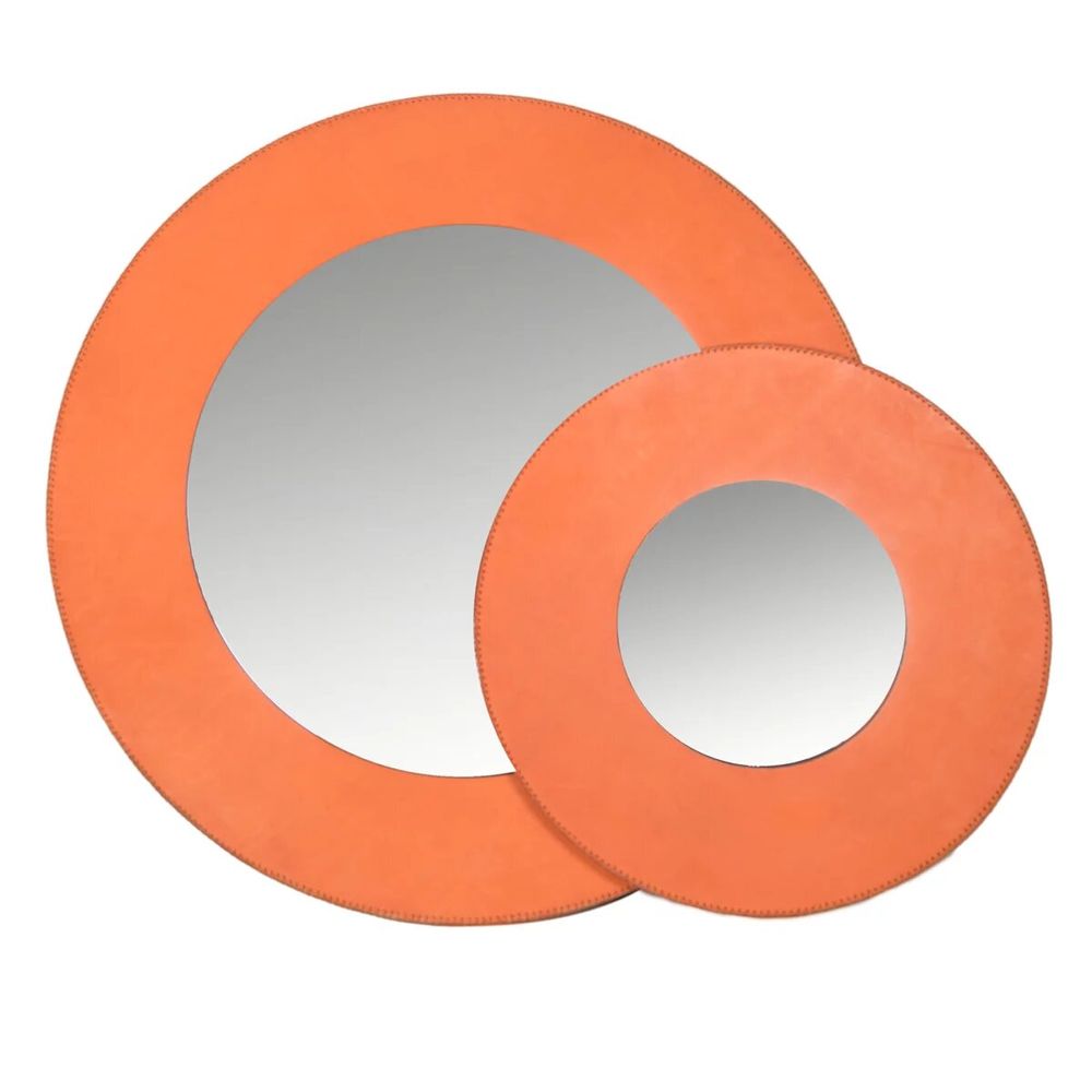 Miroirs - Grand miroir rond en cuir - SOL & LUNA