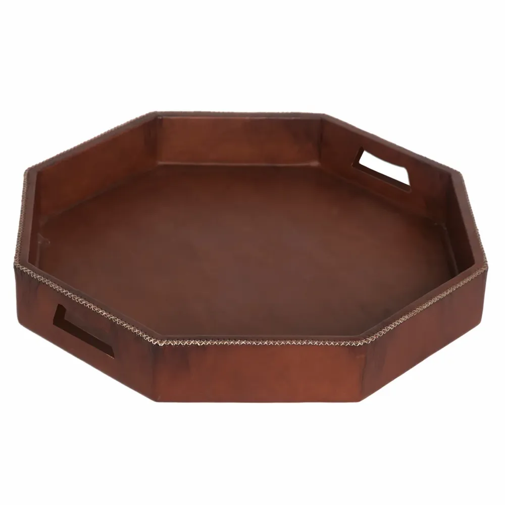 Ustensiles de cuisine - plateau Octogonal en cuir - SOL & LUNA