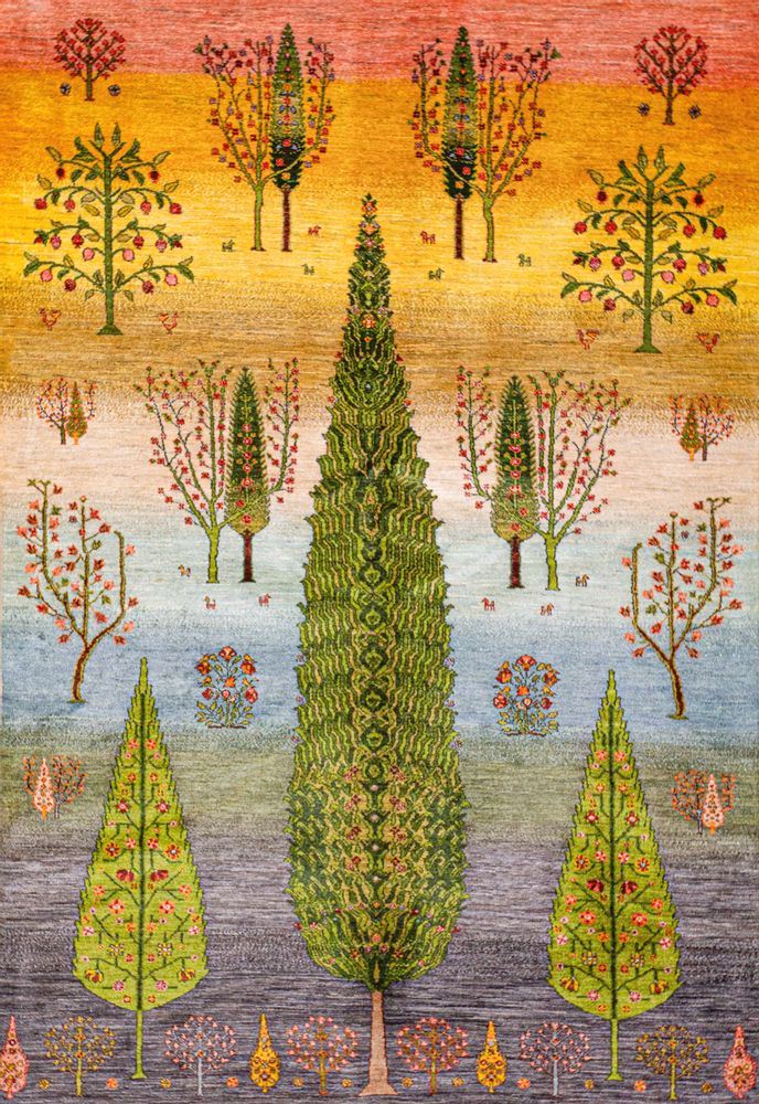 Design carpets - Multiple Trees meets Woodlands in Spring, Zollanvari Super Fine Gabbeh - ZOLLANVARI INTERNATIONAL