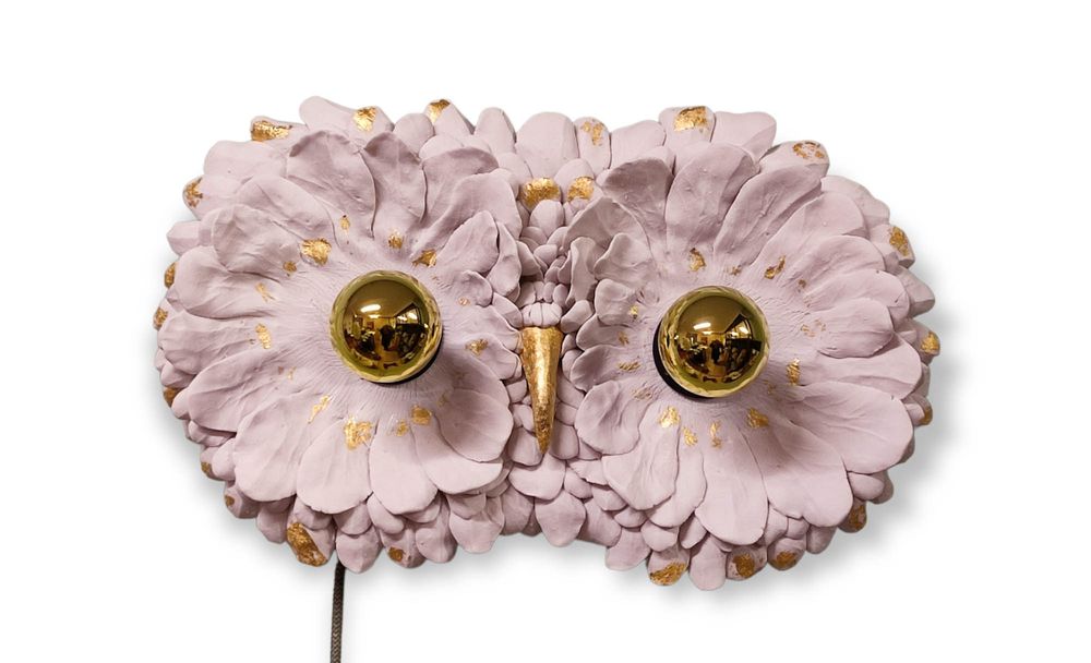 Objets de décoration - APPLIQUE luminaire Hibou en porcelaine et feuilles d'or. - SOPHIE LULINE CÉRAMISTE