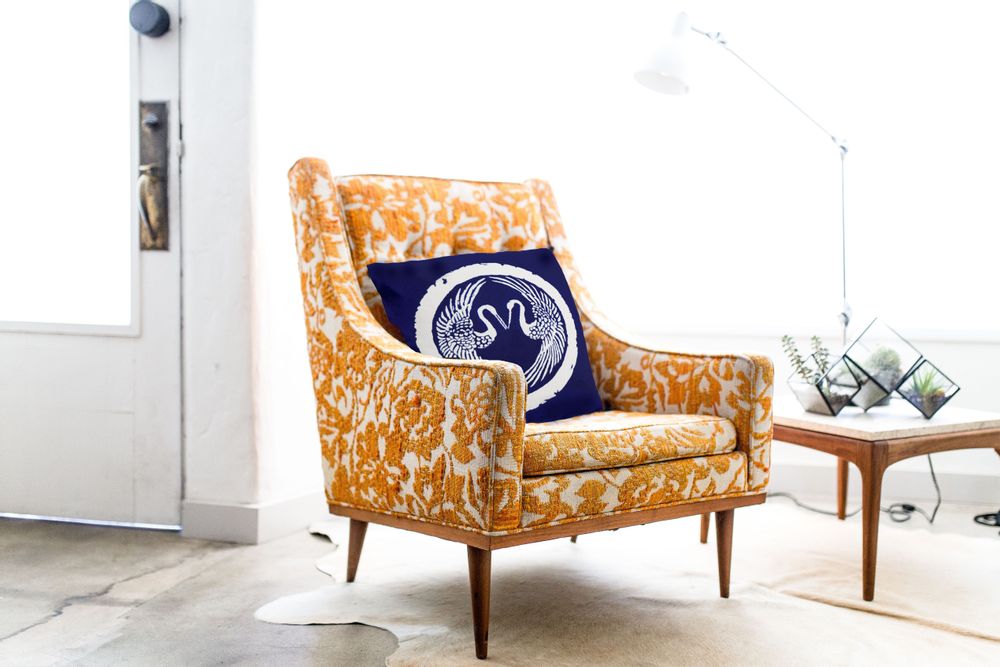 Coussins textile - Housse de coussin Sashiko teintée au pochoir japonais 50 cm - EBISUYA