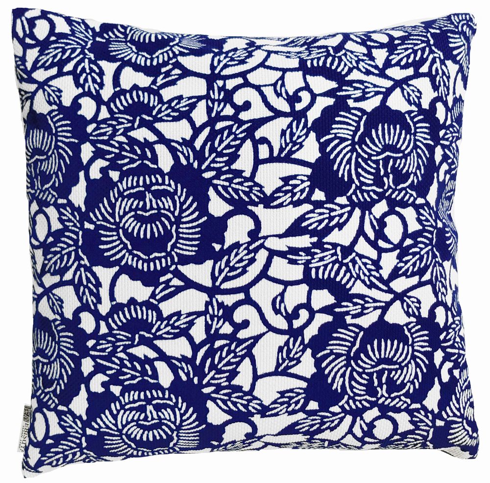 Coussins textile - Housse de coussin Sashiko teintée au pochoir japonais 50 cm - EBISUYA