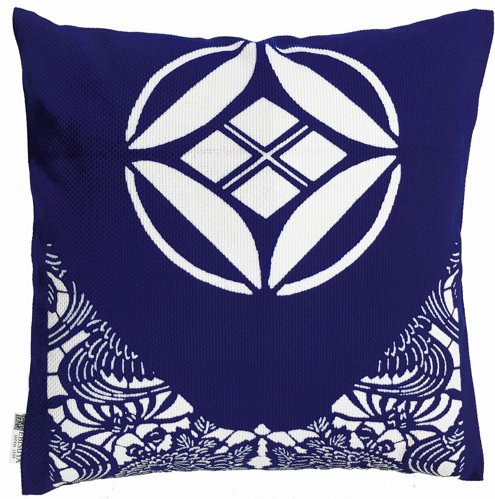 Coussins textile - Housse de coussin Sashiko teintée au pochoir japonais 50 cm - EBISUYA