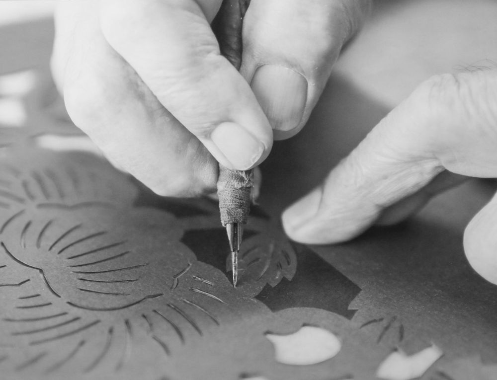 Fabrics - Japanese stencil dyeing 　Phone Pochette - EBISUYA