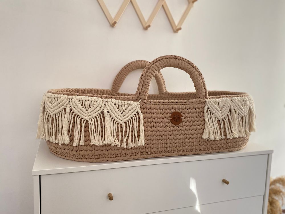 Baby furniture - Moses basket with macrame decor and rocking stand - ANZY HOME