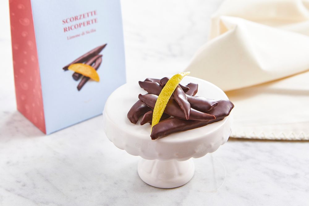 Gifts - Dark chocolate-covered Sicilian Lemon Rinds, 150g - LAVORATTI 1938 CIOCCOLATO
