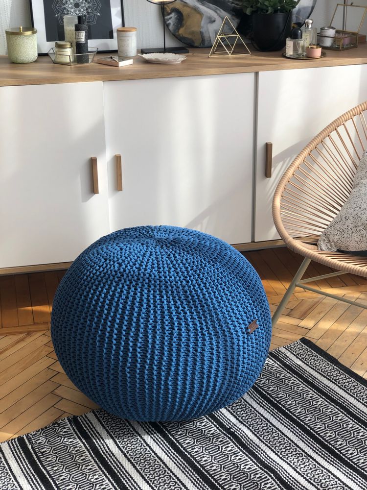 Footrests - Round knitted pouf footrest Classic - ANZY HOME