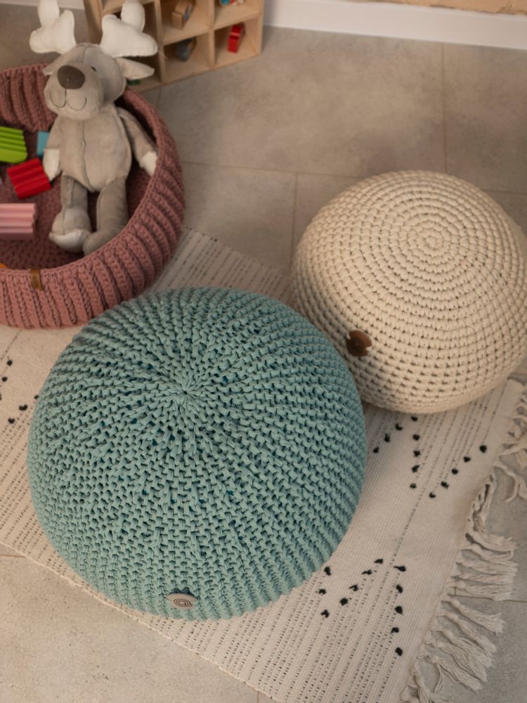 Footrests - Round knitted pouf footrest Classic - ANZY HOME