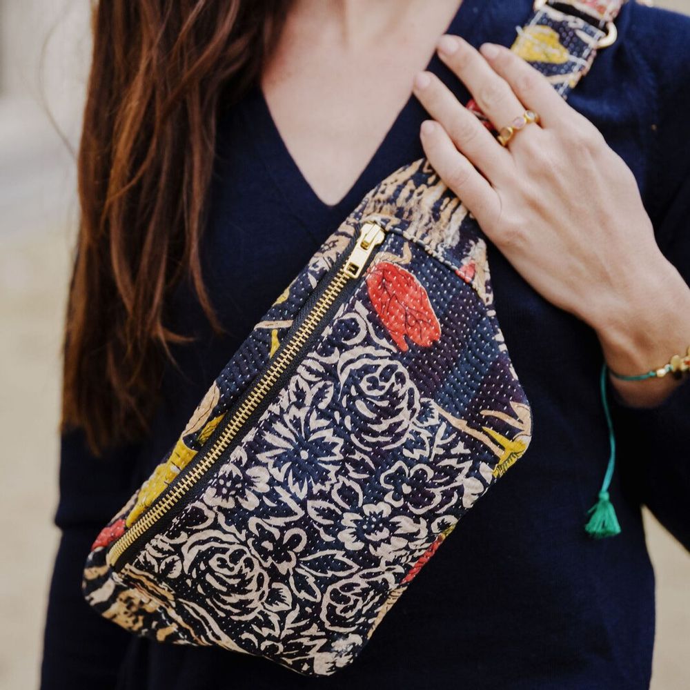 Leather goods - VINTAGE KANTHA FANNY PACK  - CURIOSITY LAB