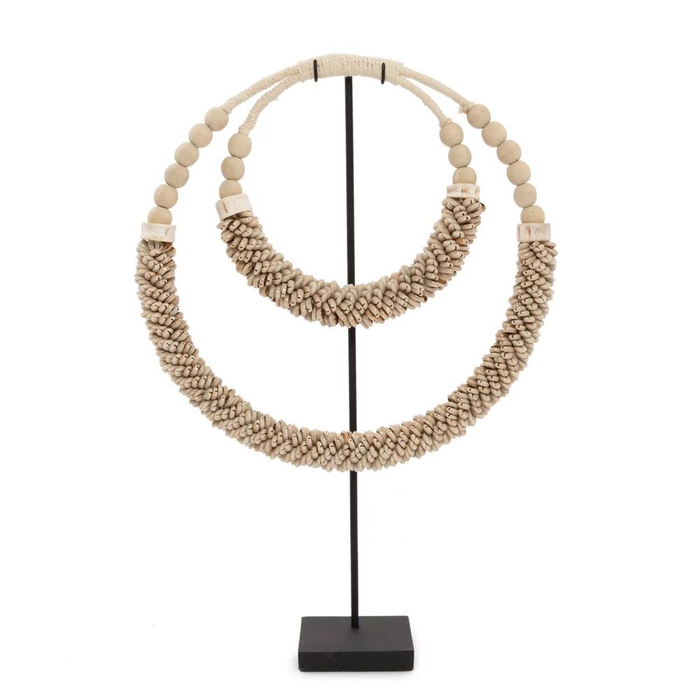 Decorative objects - The Double Shell Necklace On Stand - Natural - BAZAR BIZAR LIVING
