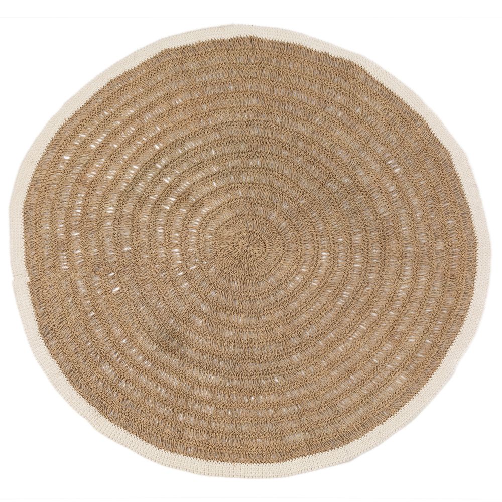 Rugs - The Seagrass & Cotton Round Carpet - Natural White - 150 - BAZAR BIZAR LIVING