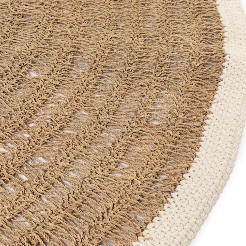 Rugs - The Seagrass & Cotton Round Carpet - Natural White - 150 - BAZAR BIZAR LIVING