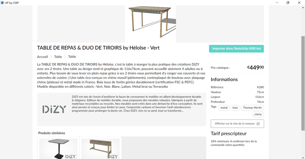 Parquets - UP for SketchUp - Bibliothèque 3D de marques de mobilier et de décoration - OXP