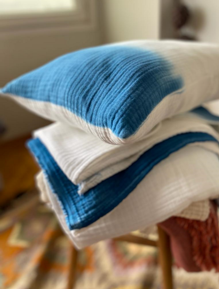 Linge de lit - DESSUS DE LIT PLAID COTON BIOLOGIQUE EOKOTEX TEINTURE - NADIA DAFRI PARIS