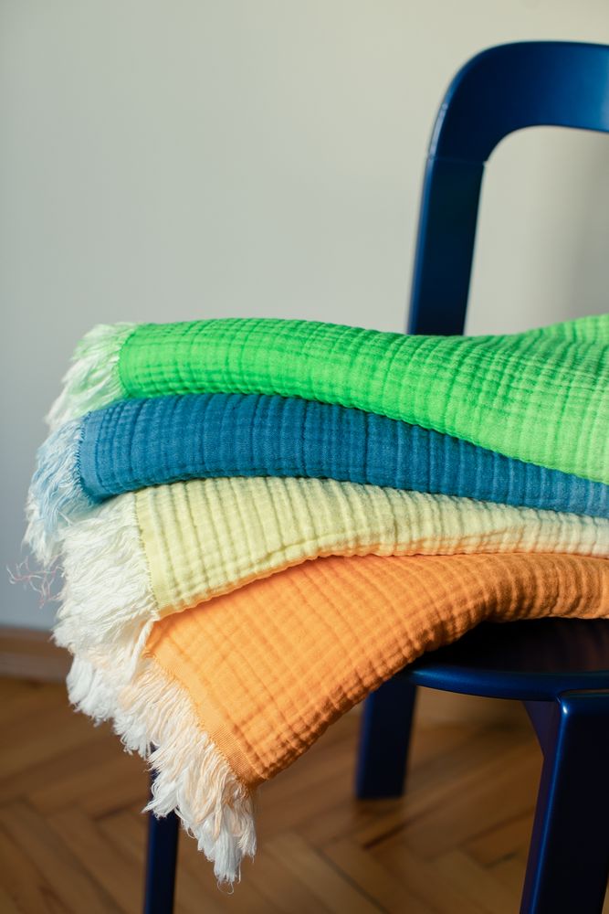 Linge de lit - DESSUS DE LIT PLAID COTON BIOLOGIQUE EOKOTEX TEINTURE - NADIA DAFRI PARIS