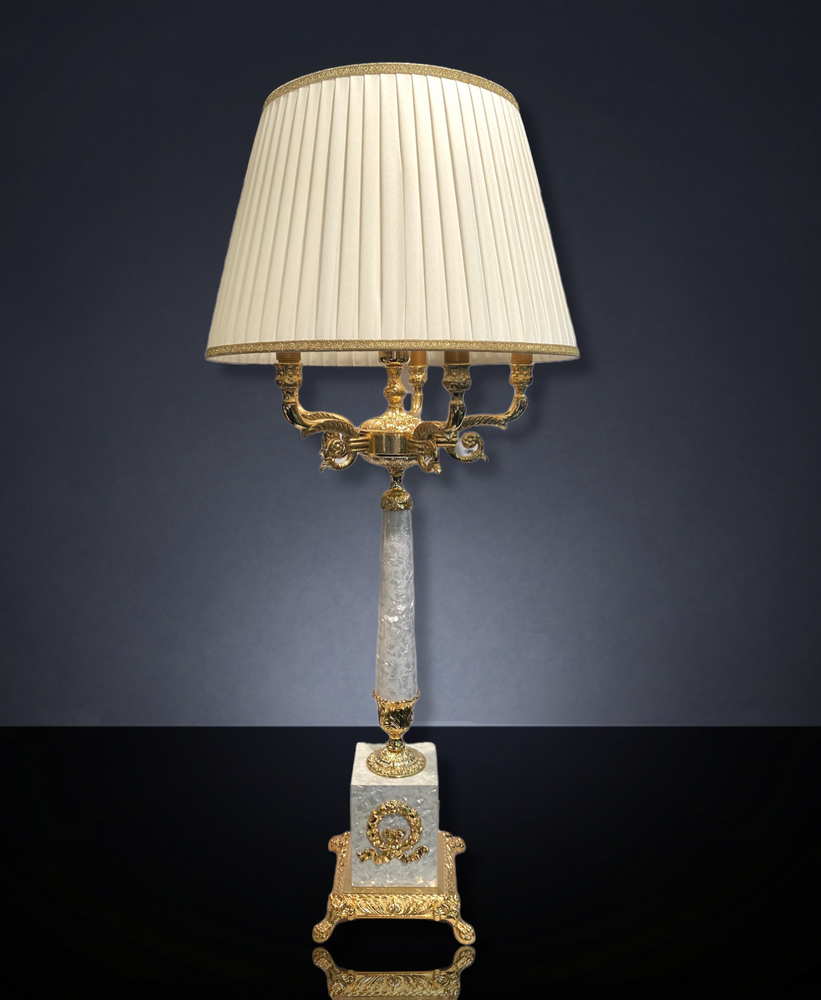 Lampes de bureau  - 201-202 lampe de table en cristal et plaqué bronze - OLYMPUS BRASS