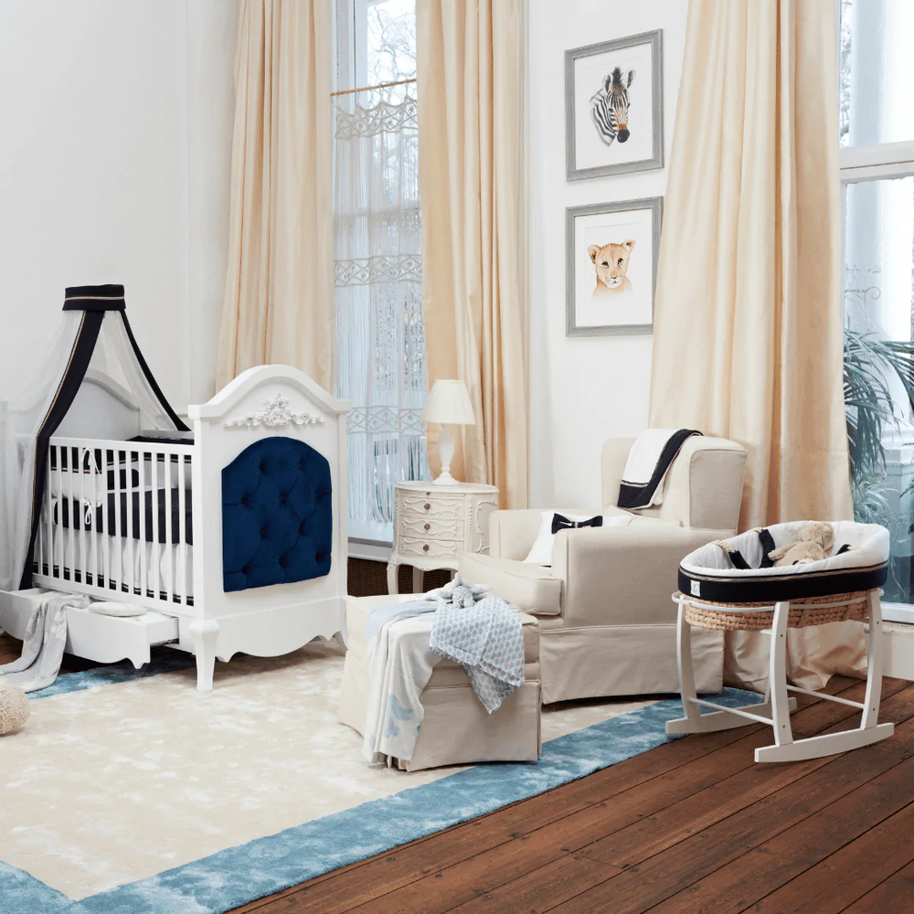 Beds - Cadogan padded baby bed. - THE BABY COT SHOP