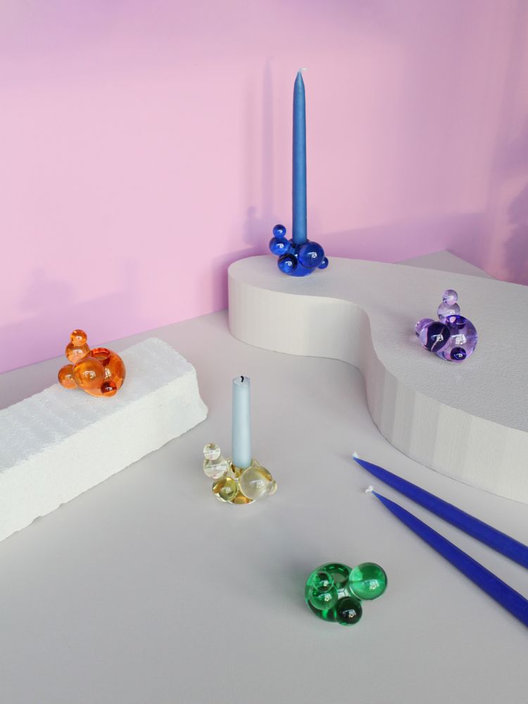 Verre d'art - Chandelier à bulles, plusieurs couleurs - STENCES