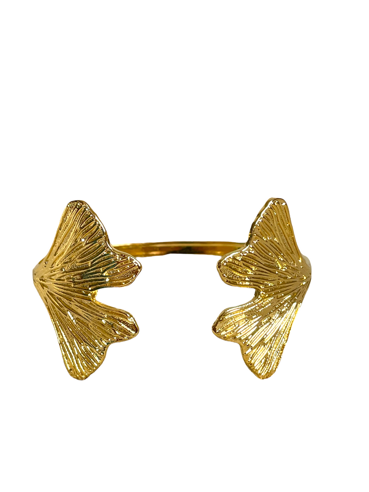 Bijoux - Manchette double Gingko dorée or fin - LOTTA DJOSSOU