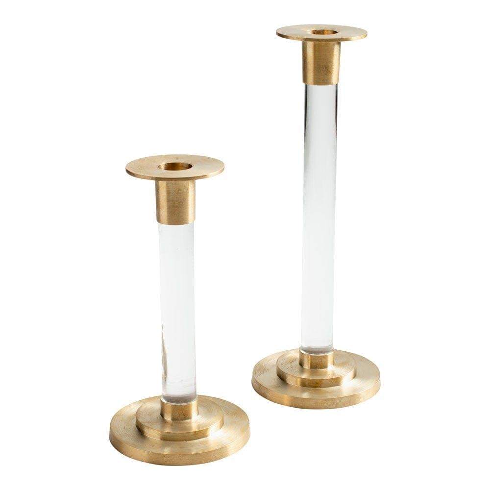 Decorative objects - Small Brass & Resin Candlestick in Clear - 1 Each - CASPARI