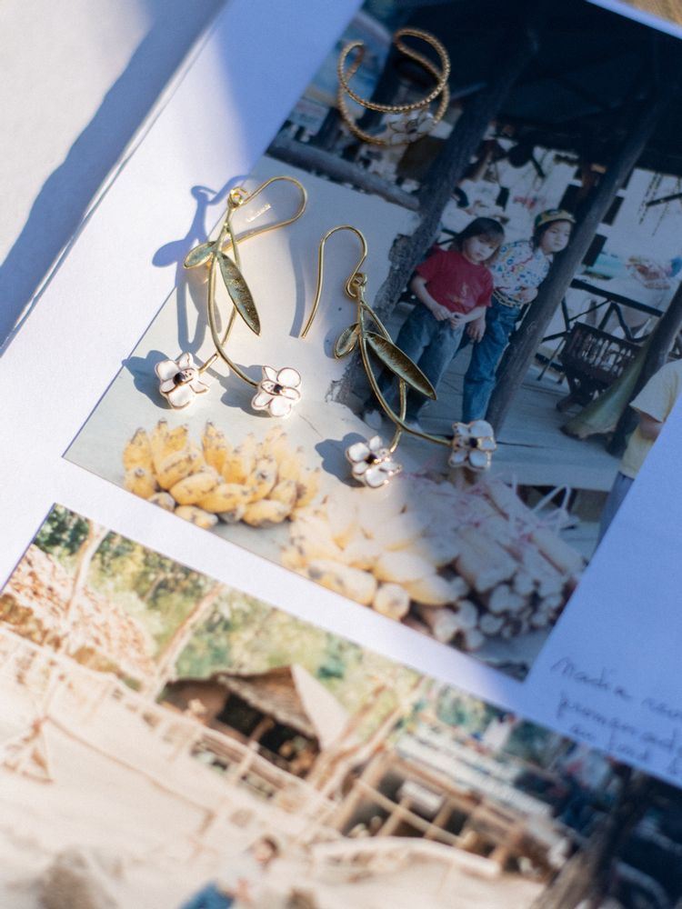 Jewelry - White Orchids Branch Earrings - Sawadee - NACH