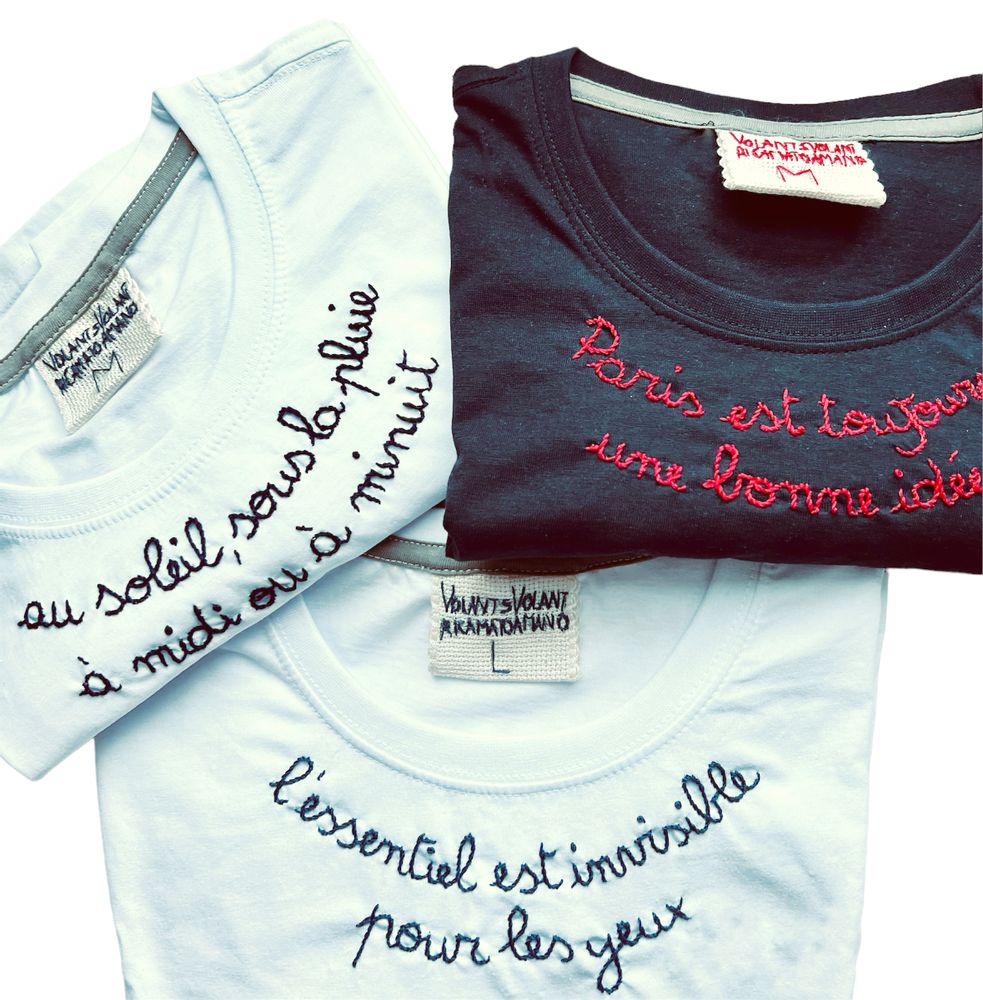 Apparel - handembroidered t-shirts - VOLANTS VOLANT®
