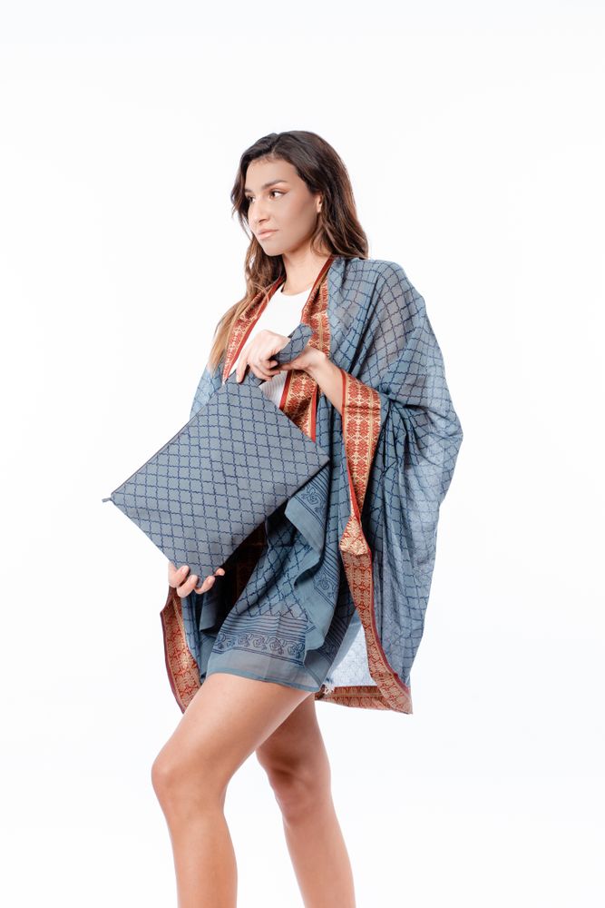 Foulards et écharpes - Echarpe Coton Avec Bordures de Soie - KORES ACCESSORIES