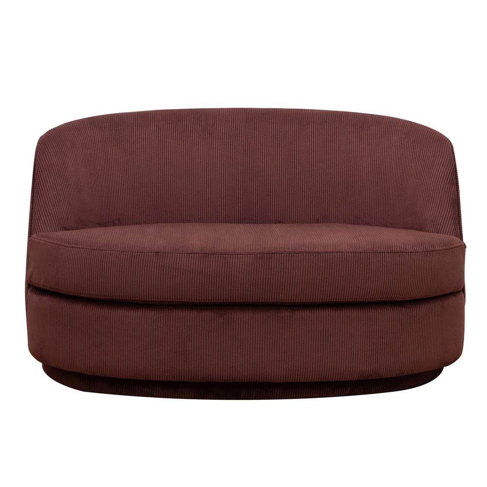 Fauteuils - Petit canapé veours côtelé Lie de vin Dandy - CHEHOMA