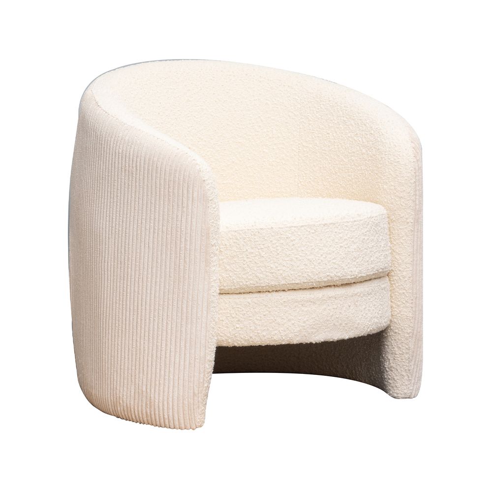 Armchairs - White armchair cord & curly Bianco - CHEHOMA