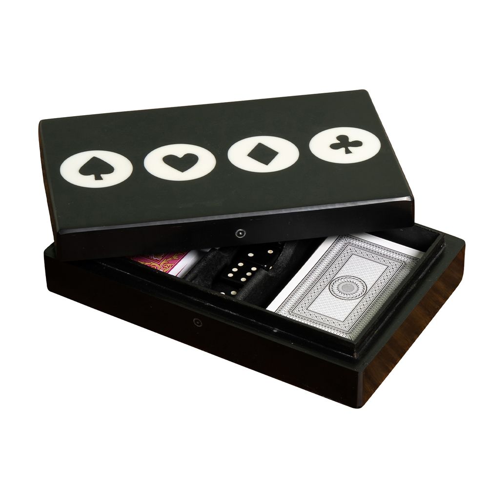 Decorative objects - Black box with 2 card games and 5 dices - CHEHOMA