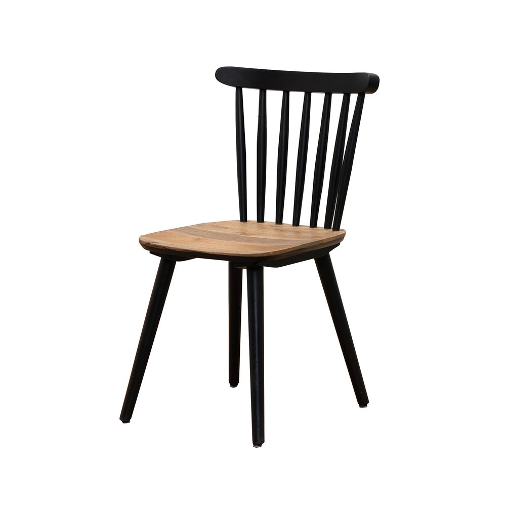 Chaises - Chaise noire Paulin assise bois foncé - CHEHOMA