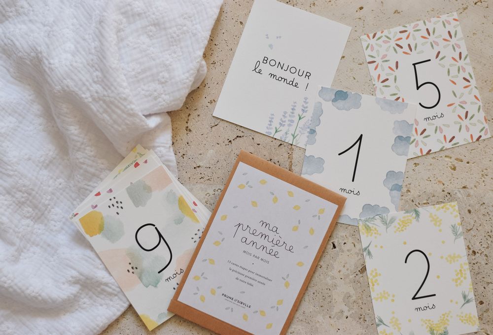 Childcare accessories - “My first year month by month” Baby Cards - PRUNE & SIBYLLE
