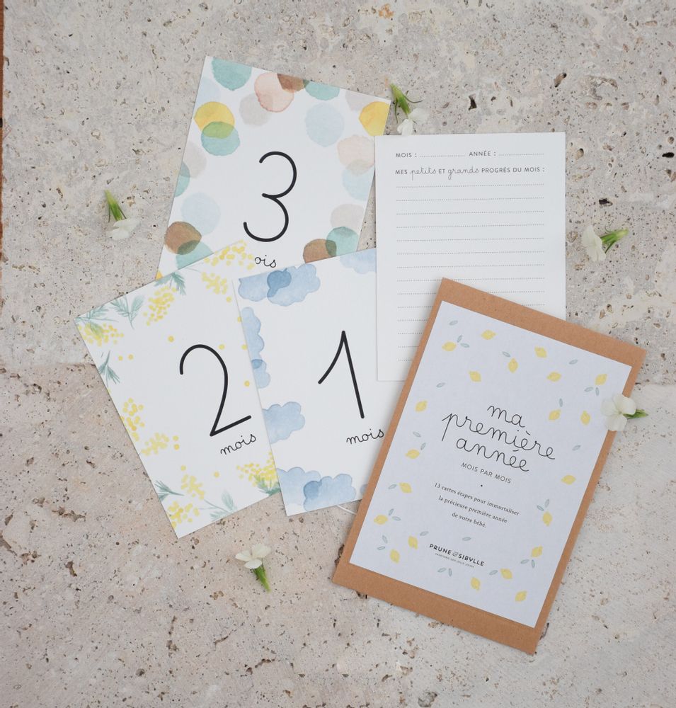 Childcare accessories - “My first year month by month” Baby Cards - PRUNE & SIBYLLE