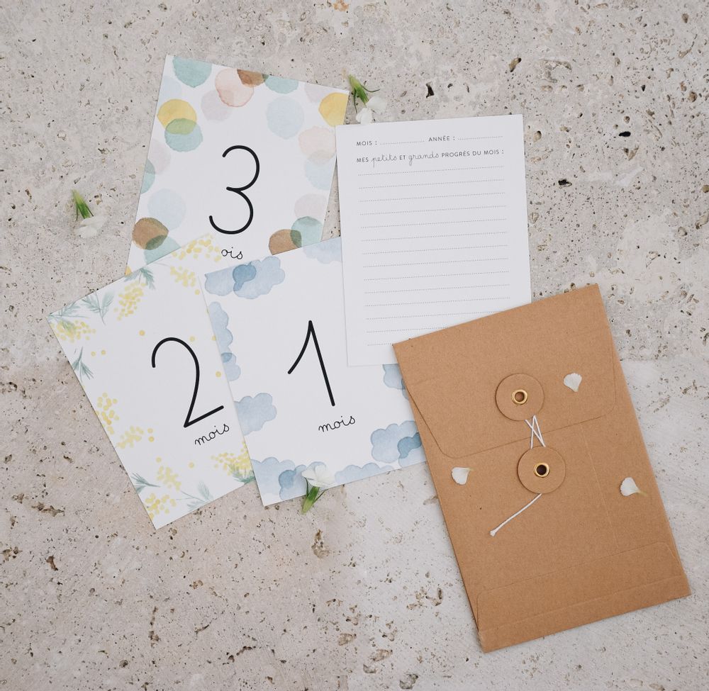 Childcare accessories - “My first year month by month” Baby Cards - PRUNE & SIBYLLE