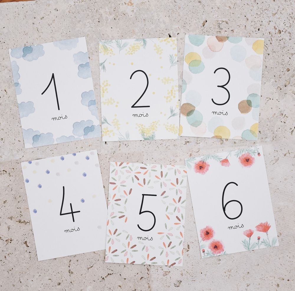 Childcare accessories - “My first year month by month” Baby Cards - PRUNE & SIBYLLE