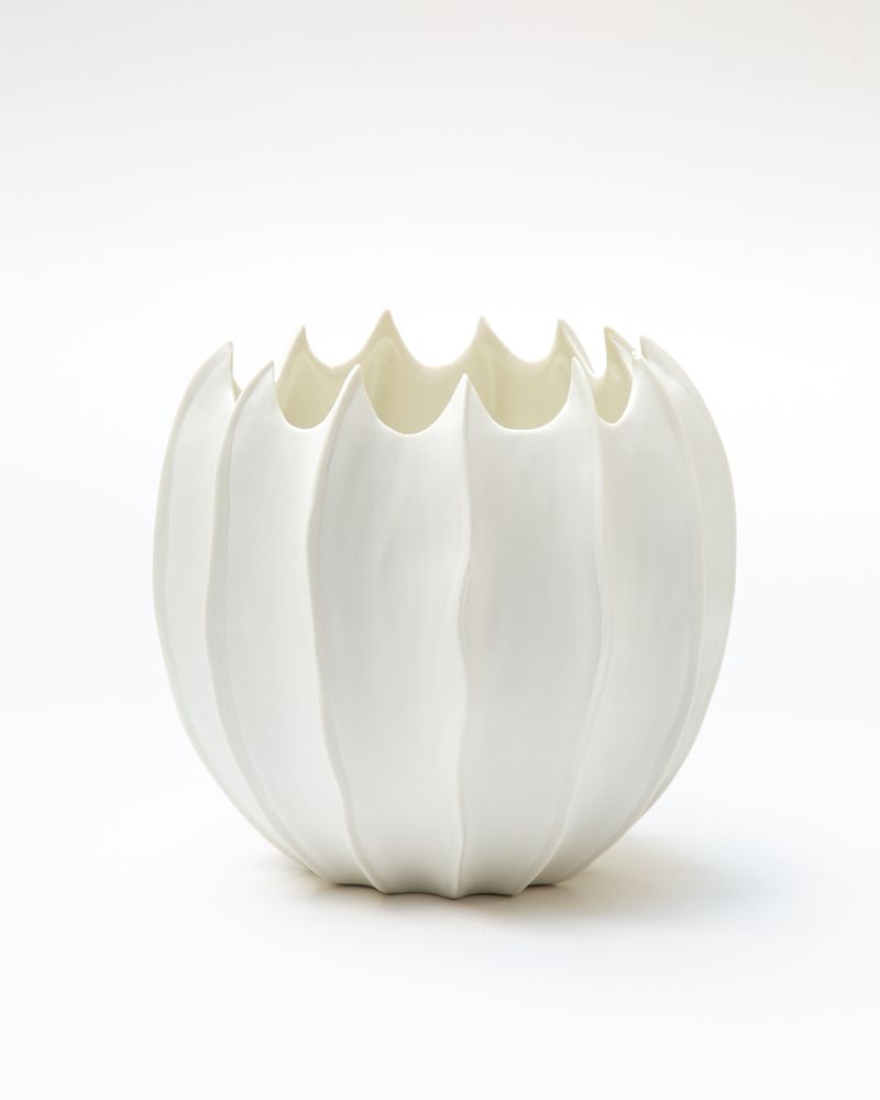 Vases - AVA white vase biscuit porcelain H=20cm, D=21cm - YLVAYA DESIGN