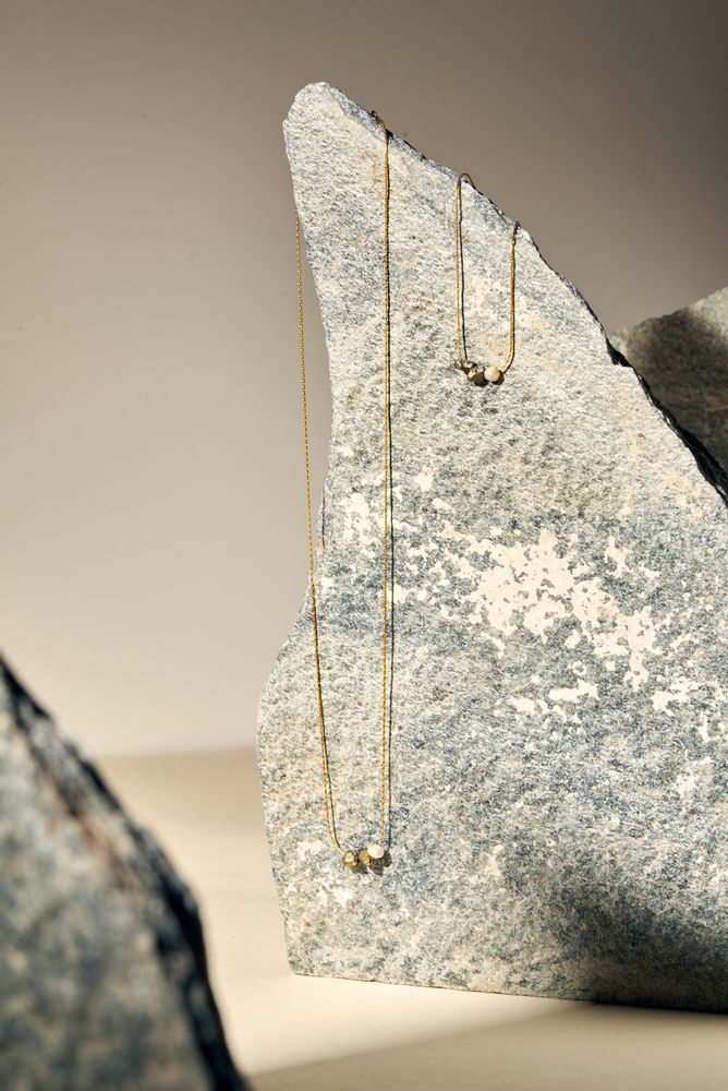 Bijoux - Collier en pyrite et perles - ESSYELLO