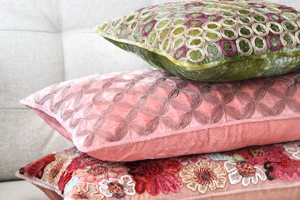 Fabric cushions - ANOUK embroidered cushions. - ANKE DRECHSEL