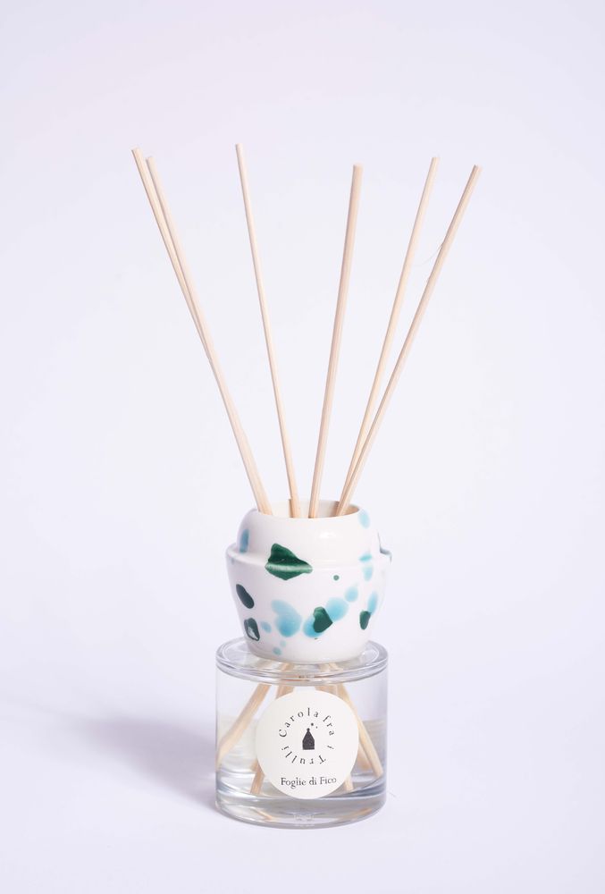 Cadeaux - Diffuseur 100 ml avec anneau en céramique tacheté blanc et vert - CAROLA FRA I TRULLI