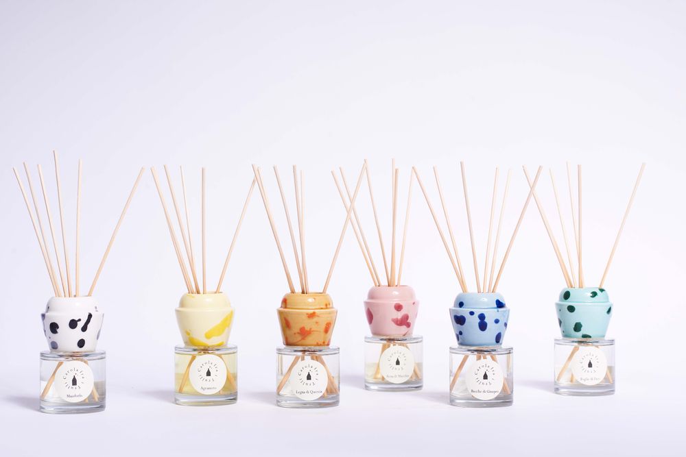 Cadeaux - Diffuseur 100 ml avec anneau en céramique tacheté blanc et vert - CAROLA FRA I TRULLI