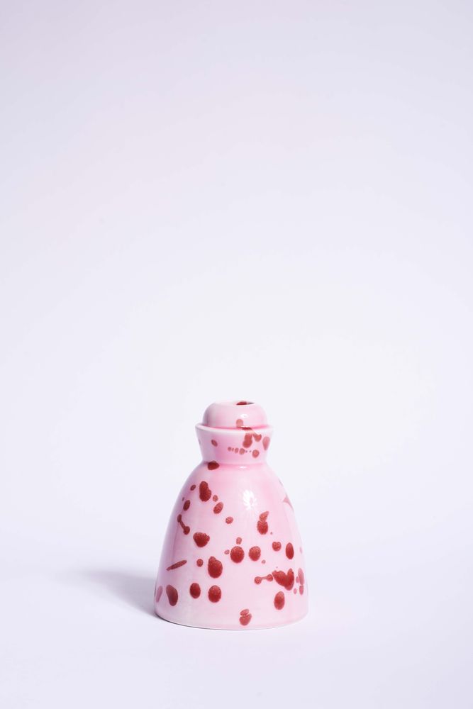 Decorative objects - Fuchsia and Red spotted Ceramic Candlestick - CAROLA FRA I TRULLI