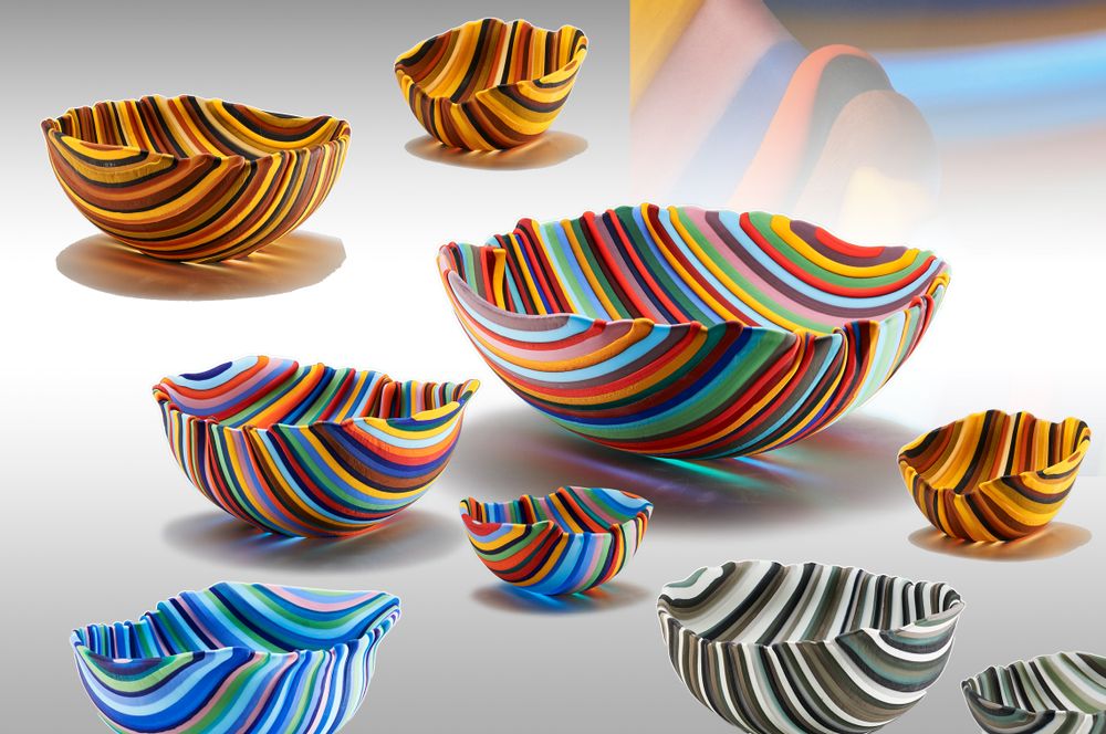 Art glass - Righe bowl - ALFIER GLASSTUDIO