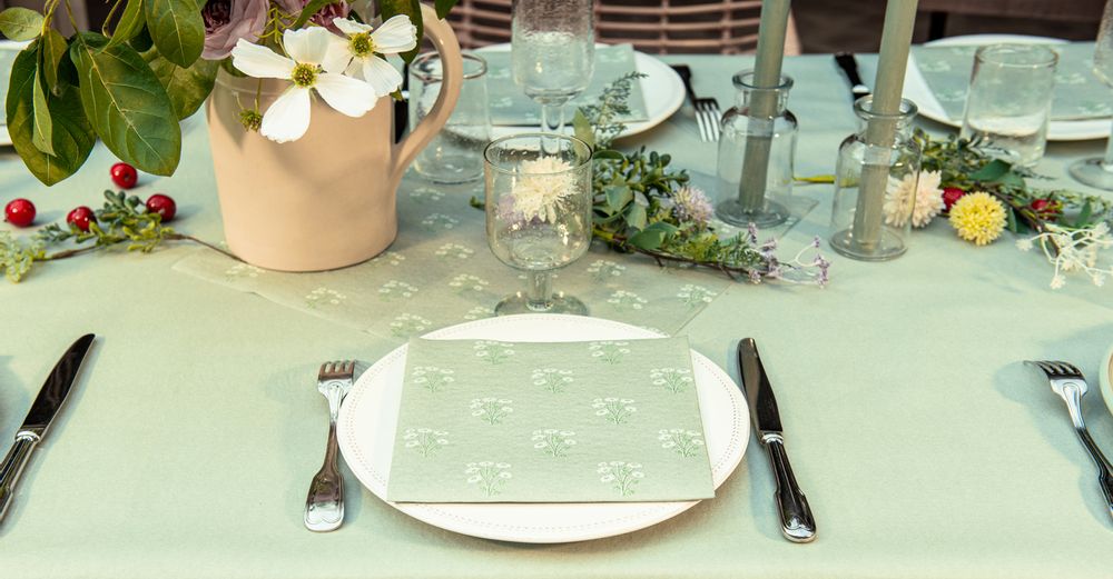 Objets de décoration - Serviette Prairie vert - FRANÇOISE PAVIOT
