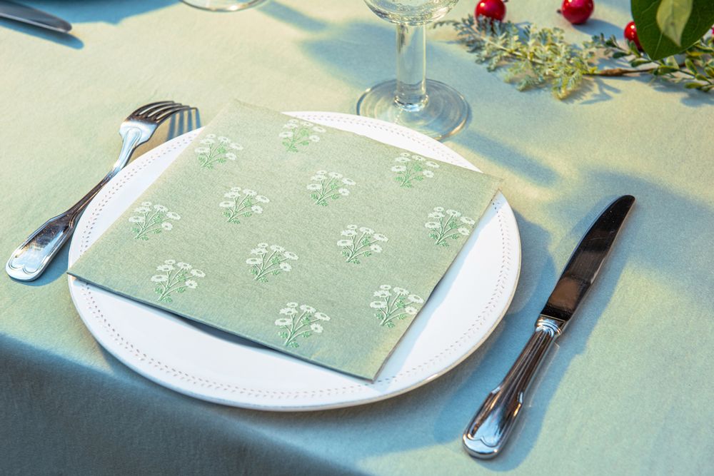 Objets de décoration - Serviette Prairie vert - FRANÇOISE PAVIOT